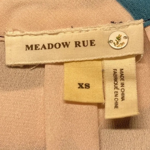 MEADOW RUE Top Anthropologie Peasant Boho Beachstripe Blouse Stripe Blue Xsmall - Picture 10 of 14